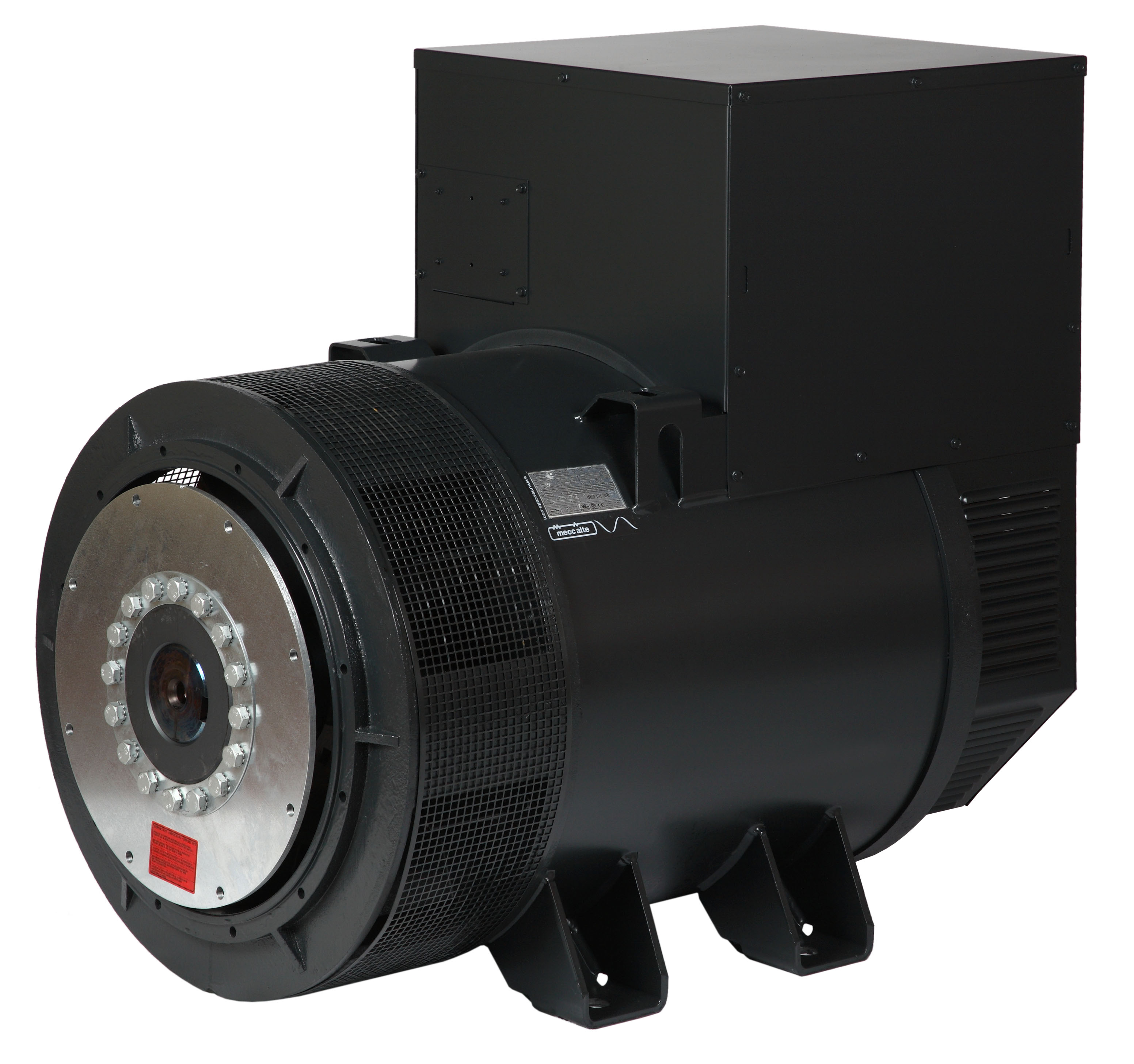 Mecc Alte ECP/ECO Generator bei IBH Schwarzes Bauteil mit Metallscheibe